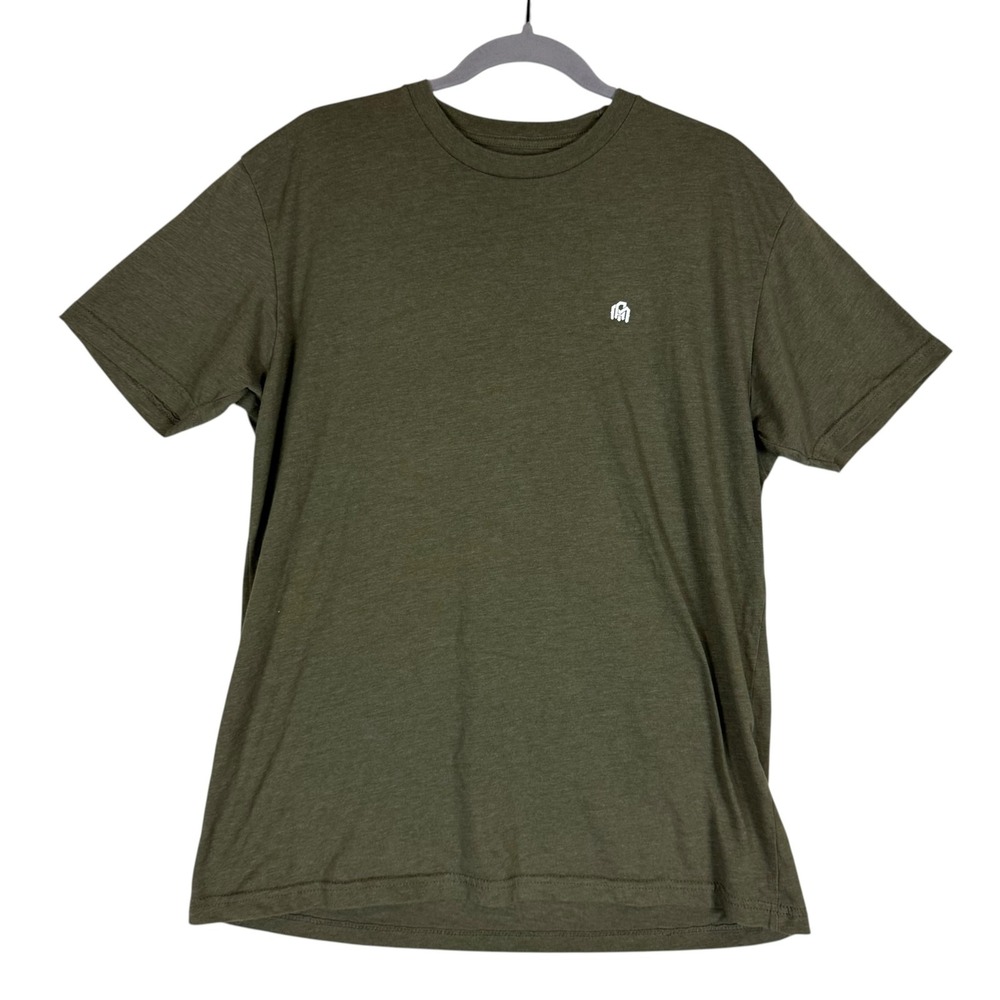 INTO THE AM Shirt Mens Large Green Logo Crew Neck Tagless Cotton Blend Tee
